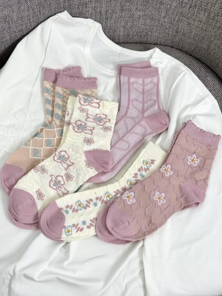 Set de șosete damă „Delicatețe roz” – 5 perechi