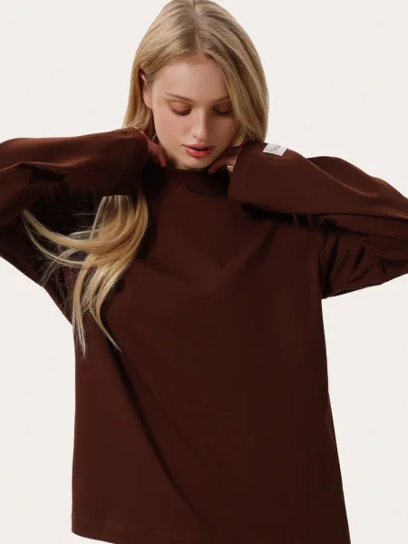 Oversize long în culoarea ciocolatei