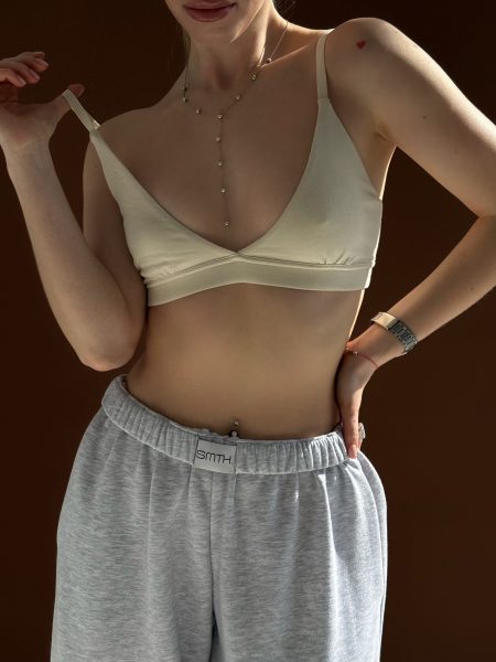 Top din bumbac culoare lapte
