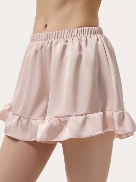 Pantaloni scurți mini din mătase, culoare pudrată