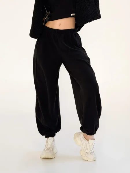 Joggeri negri din fleece premium