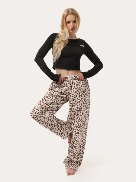 Pantaloni baggy de casă călduroși – crem