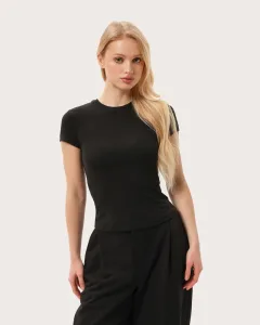 Tricou slim negru semitransparent