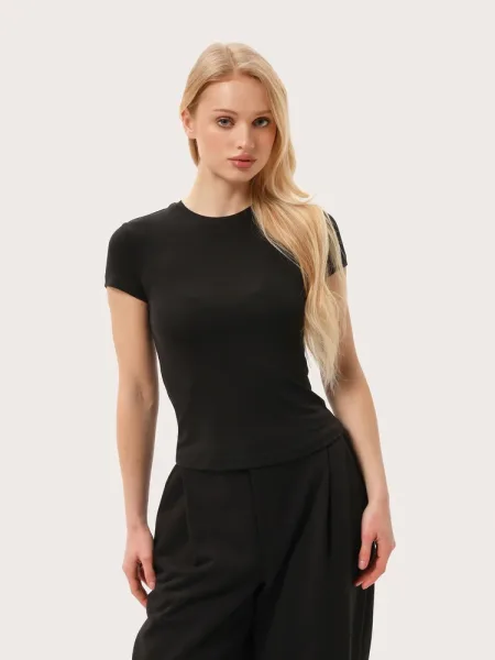 Tricou slim negru semitransparent