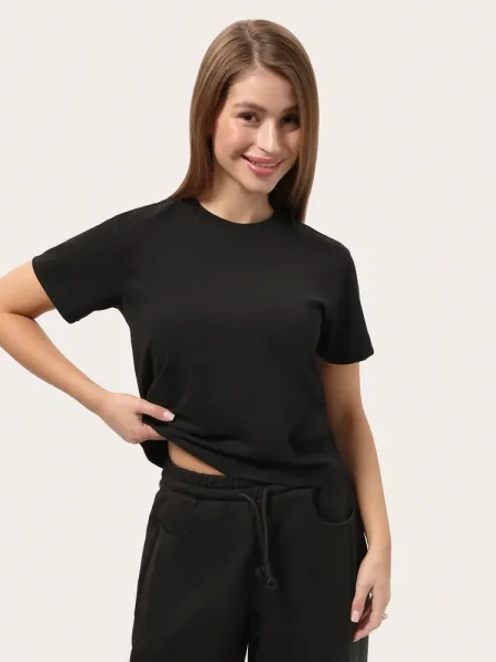 Tricou clasic negru din bumbac