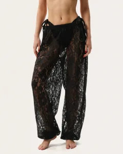 Pantaloni jogger din dantelă, negri