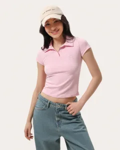 Tricou polo roz cambrat