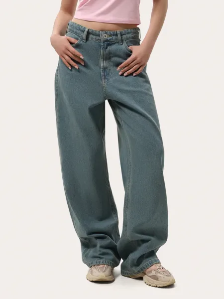 Blugi damă albaștri wide leg
