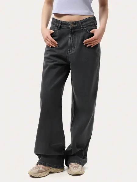Blugi damă gri wide leg