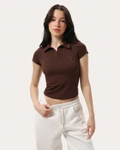 Tricou polo maro ciocolatiu cambrat